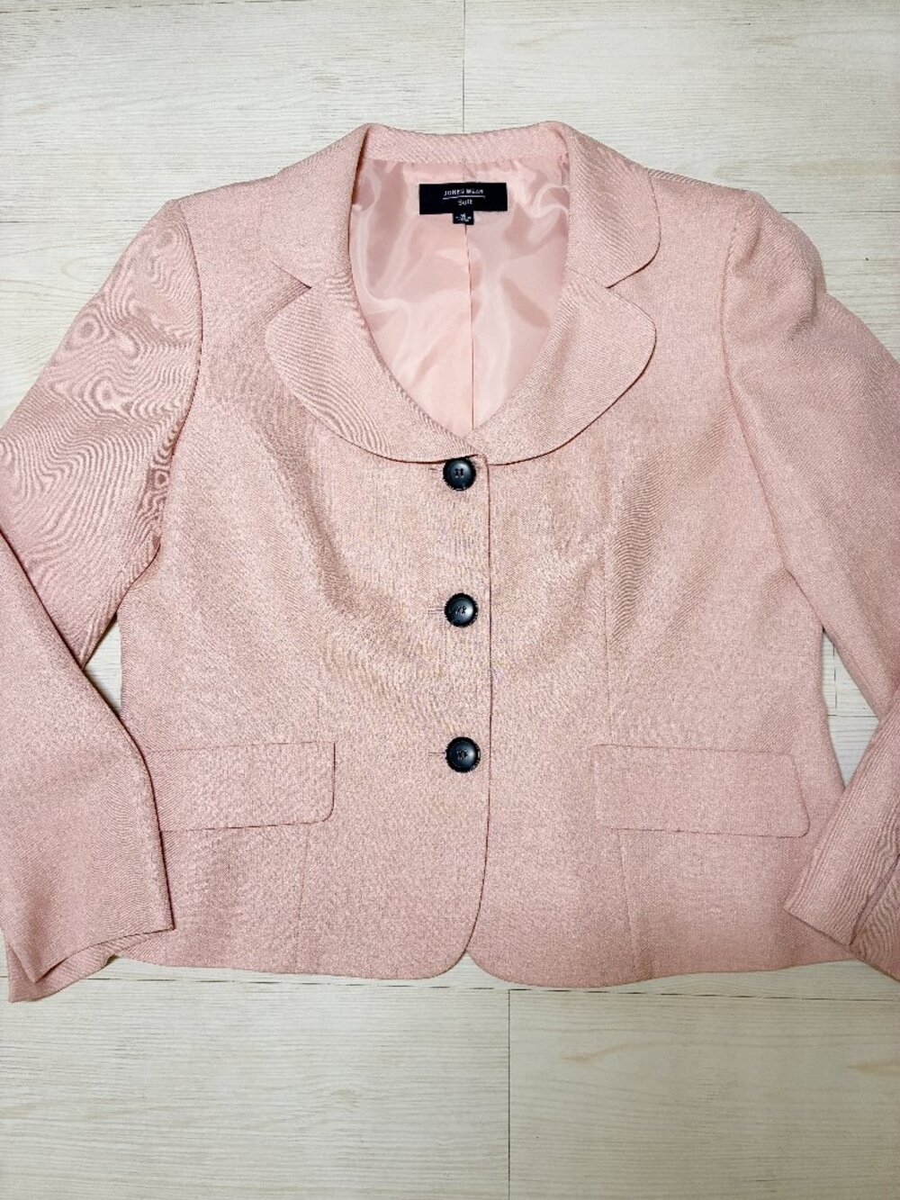 Jones New York Pink Tweed Suit Jacket Blazer 3-Button Textured Size 16